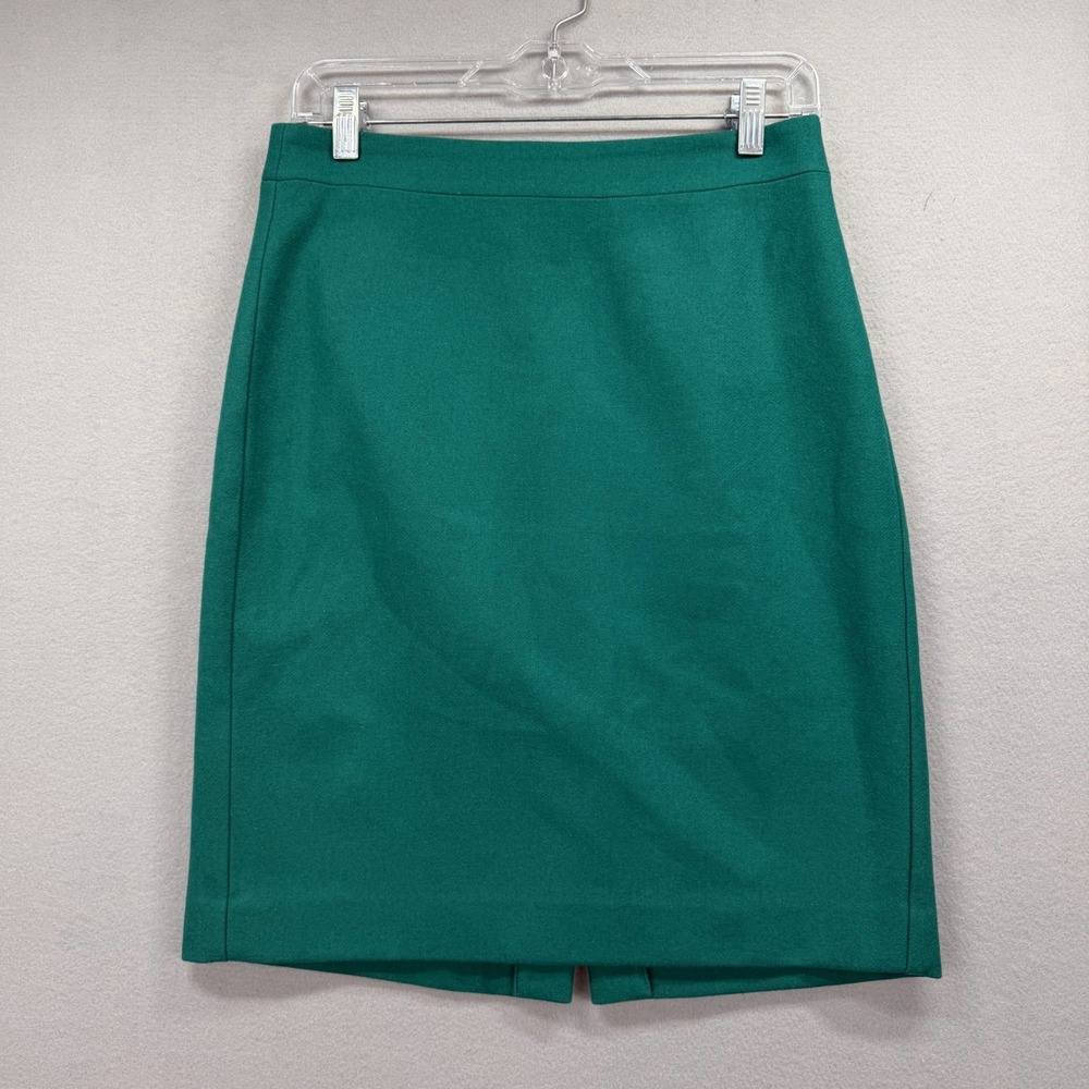 J.CREW The Pencil Skirt Womens 2 Teal Green Wool Blend Casual Summer Back Zip
